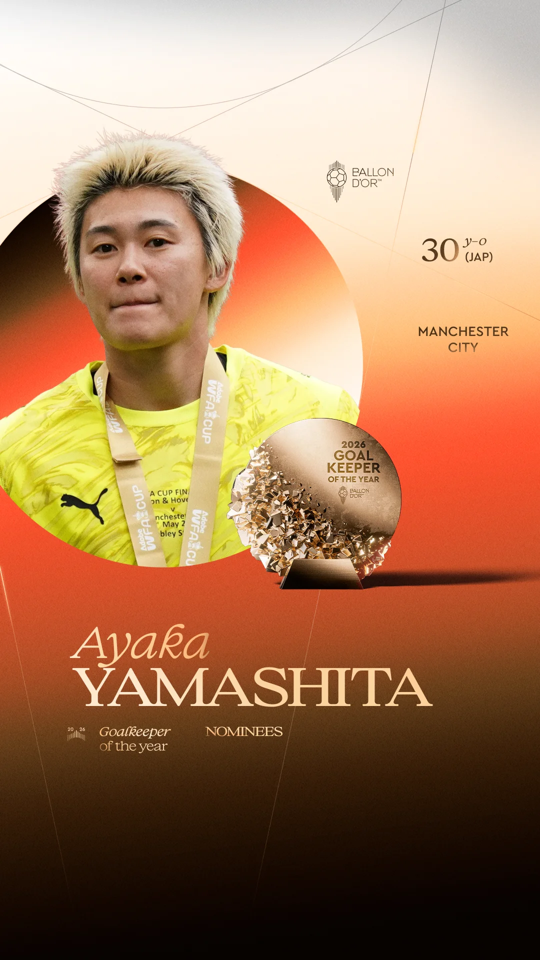 Ayaka Yamashita, Manchester City goalkeeper, Women's Goalkeeper of the Year 2026 nominee