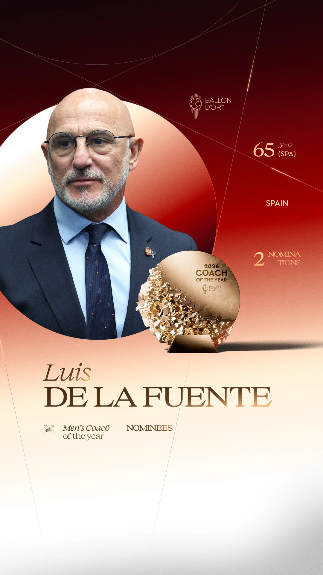 Luis de la Fuente, Spain national team coach, Men's Coach of the Year 2026 nominee