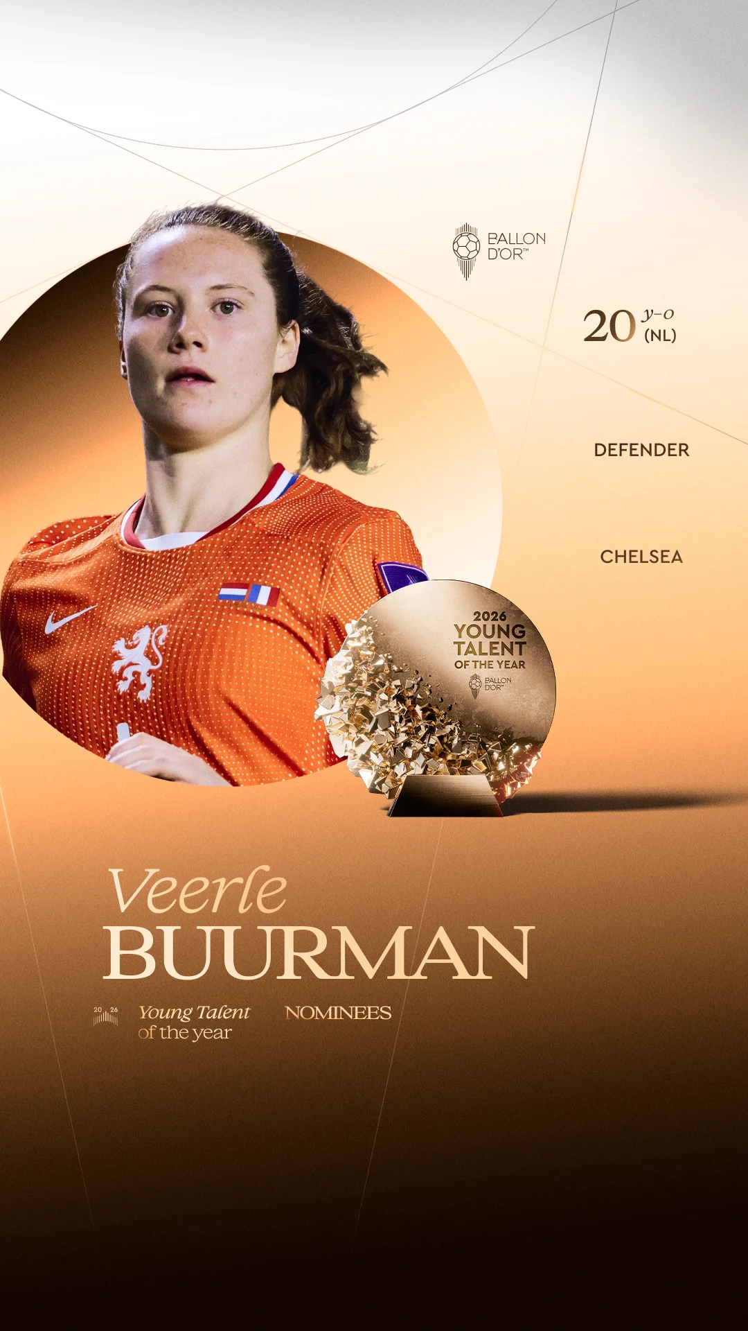 Veerle Buurman, Chelsea defender, Women's Young Talent of the Year 2026 nominee