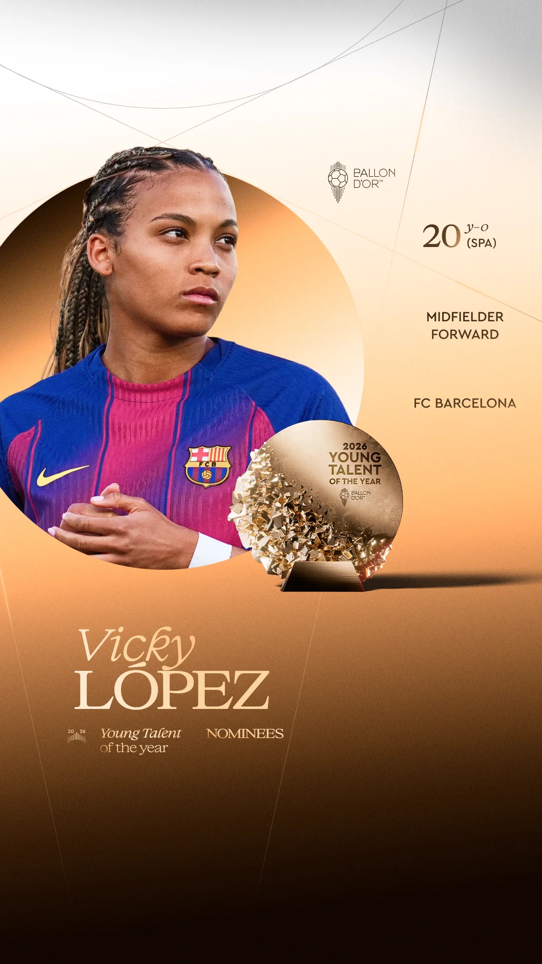 Vicky López, FC Barcelona forward, Women's Young Talent of the Year 2026 nominee