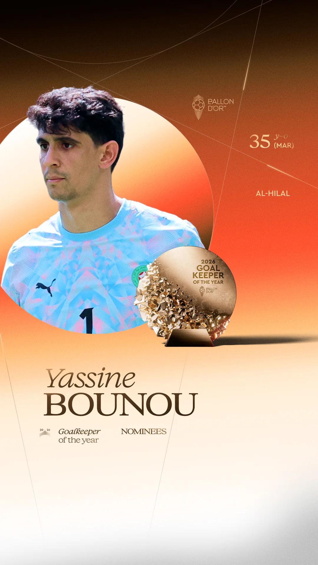 Yassine Bounou, Al-Hilal goalkeeper, Men's Goalkeeper of the Year 2026 nominee