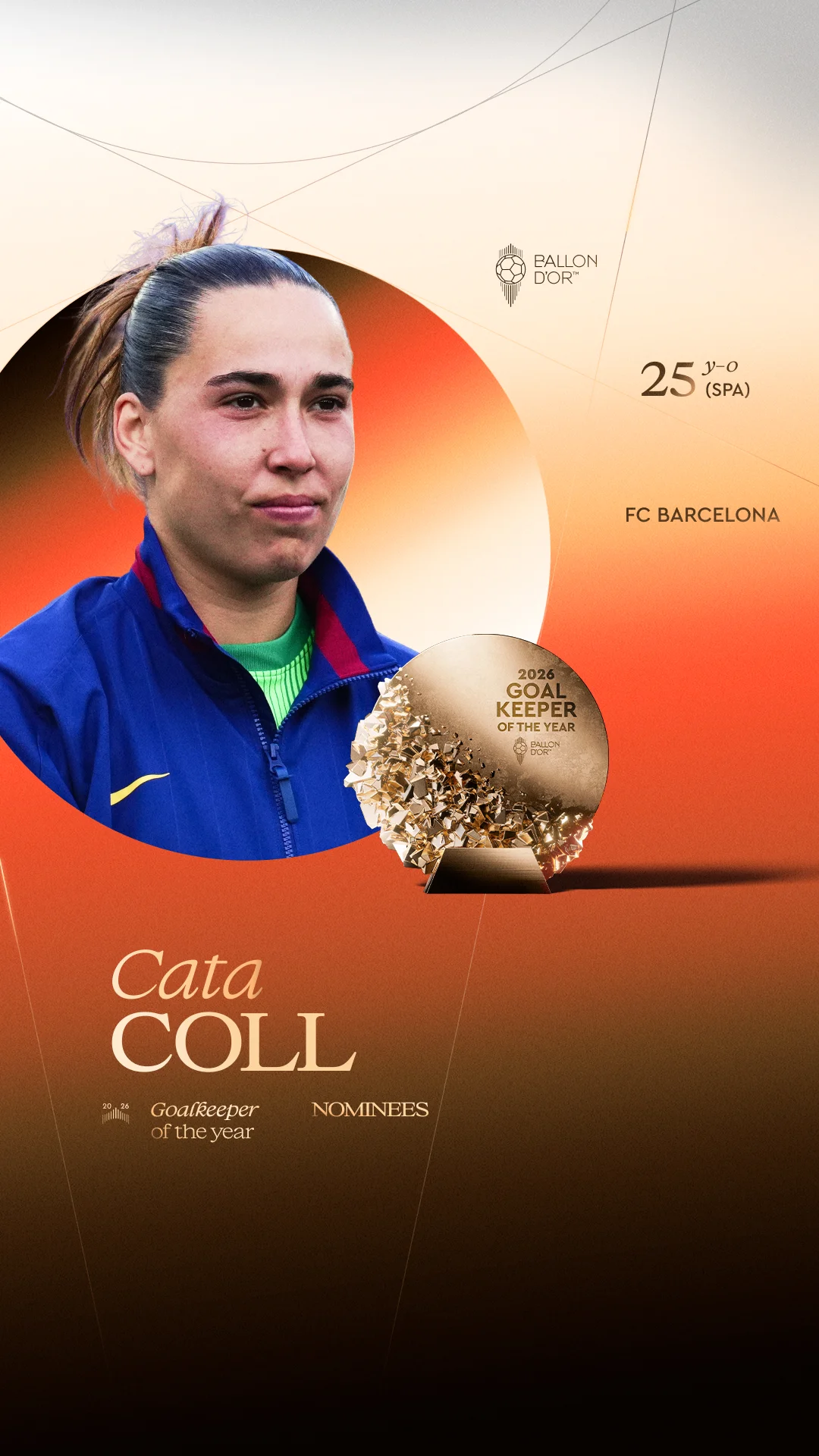 Cata Coll, FC Barcelona goalkeeper, Women's Goalkeeper of the Year 2026 nominee